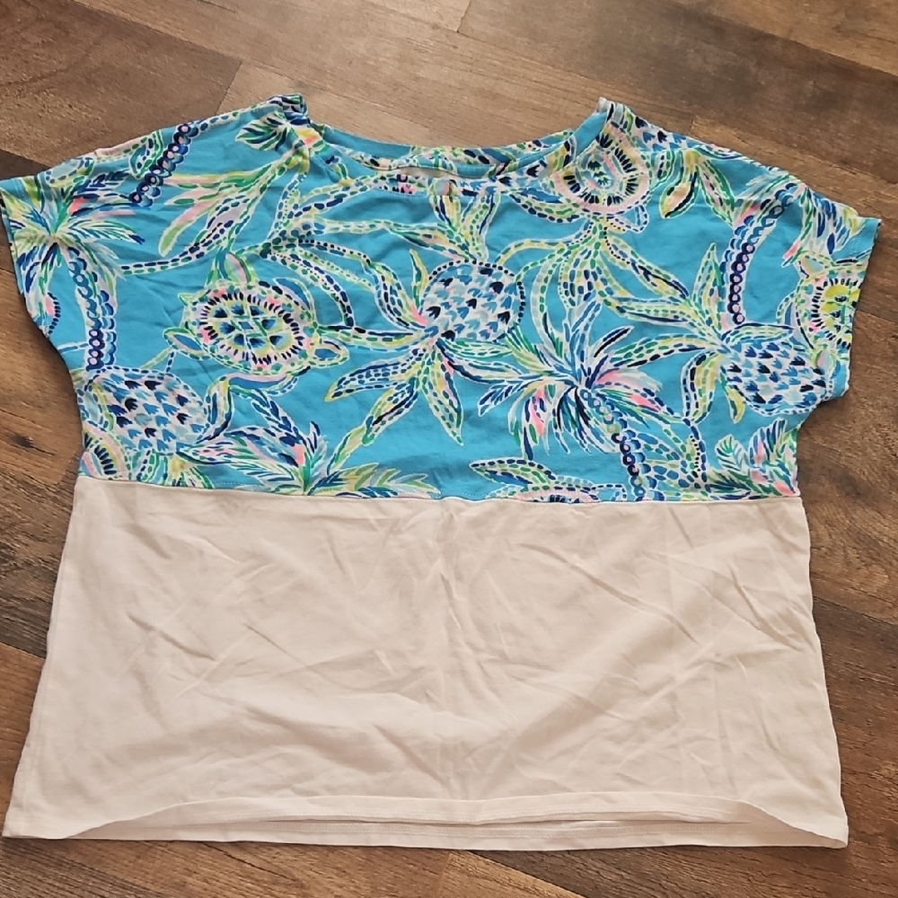 Lilly Pulitzer Palm Tree and Pineapple Tropical Crop Top